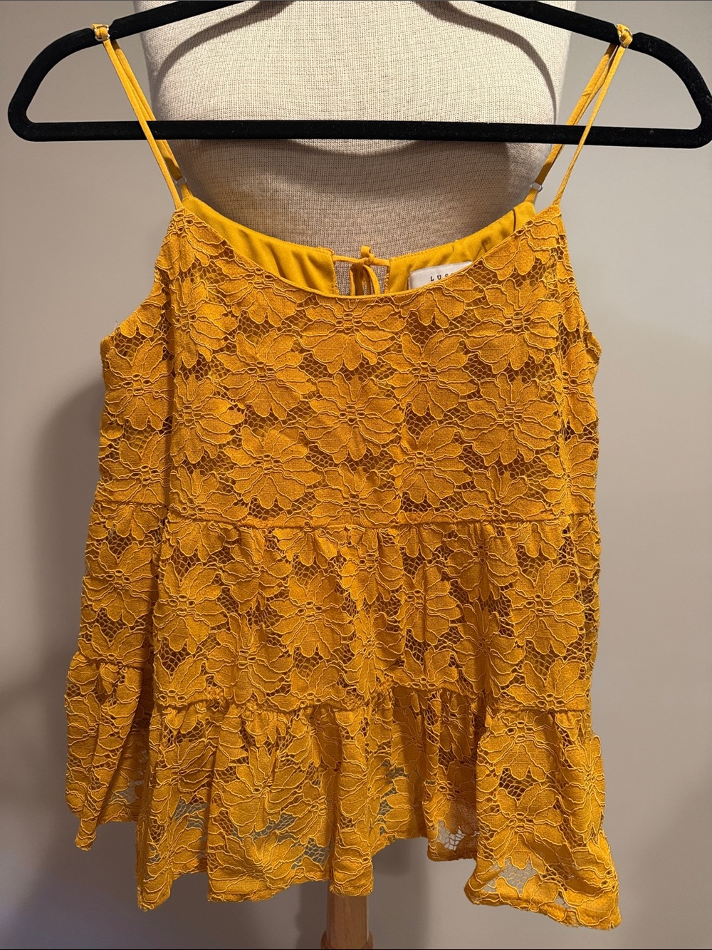 Lush Mustard Yellow Lace Tiered Cami